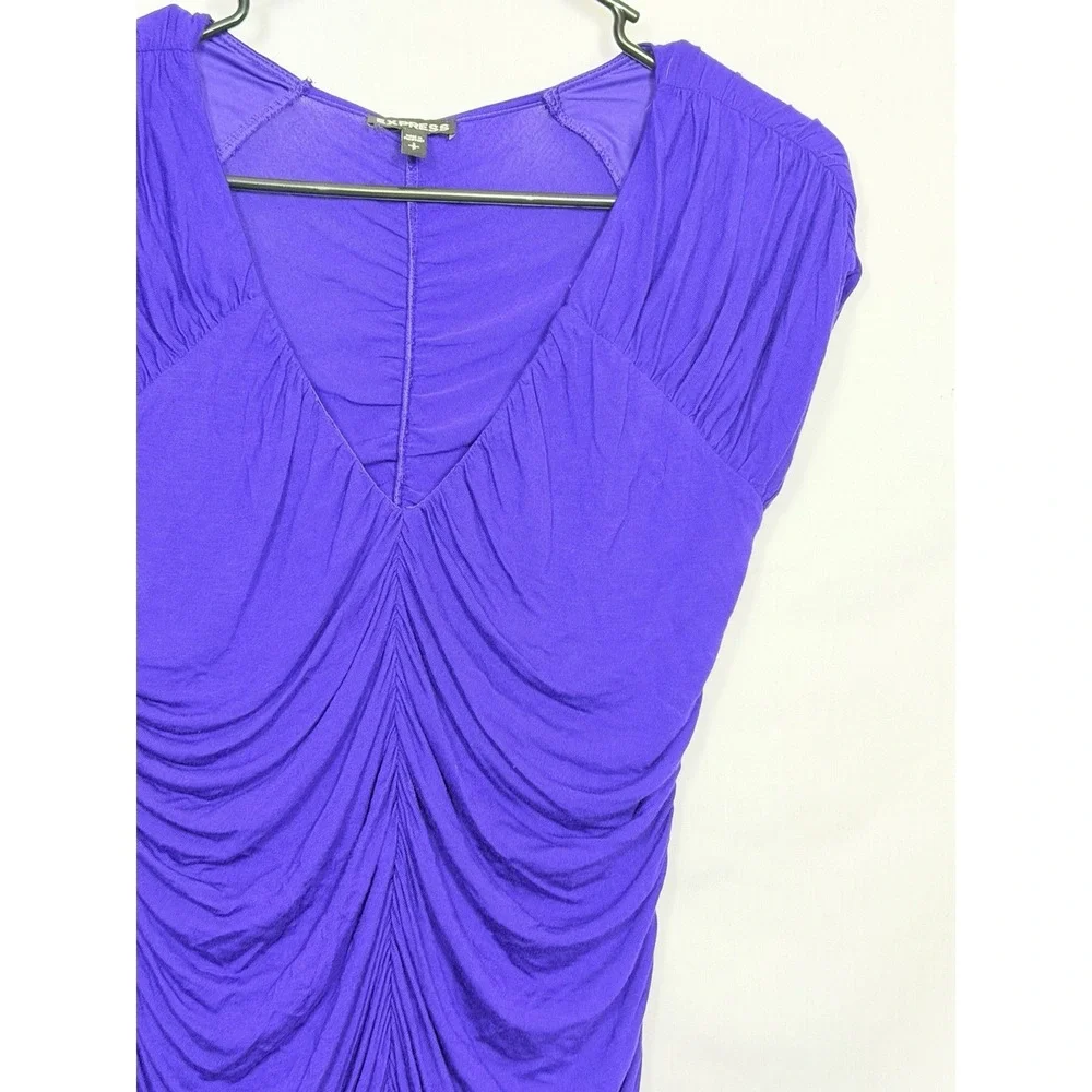 Express Purple Ruched Longline Blouse Top Womens Small Y2K Going Out - Picture 8 of 10